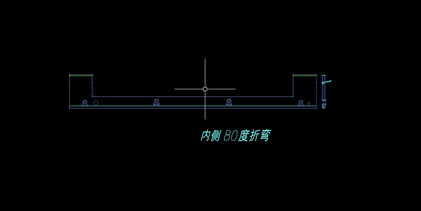 不锈钢铰链支架内侧80度折弯冲压模具图